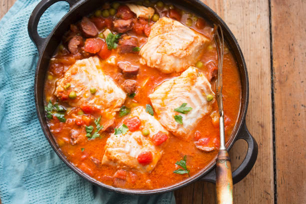 Traditional dish Bourdeto fish with chilly sauce